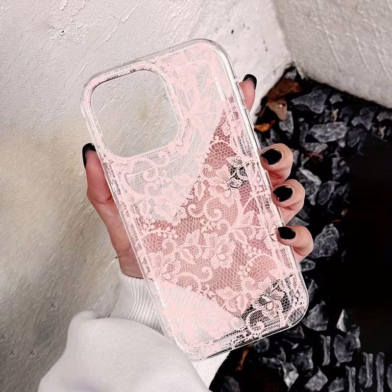Elegant Romantic White Lace Pattern Phone Case for Xiaomi Redmi 12C 10 10C 9 9A 9C 9T K40 Note 13 12 11 Pro Plus 4G 5G Clear