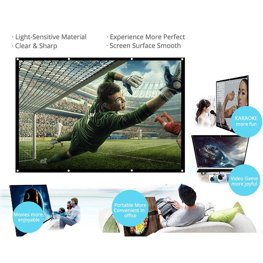 120-Zoll-16:9-Projektorbildschirm, tragbarer HD-Projektionsbildschirm, faltbar, Wandmontage für Heimkino
