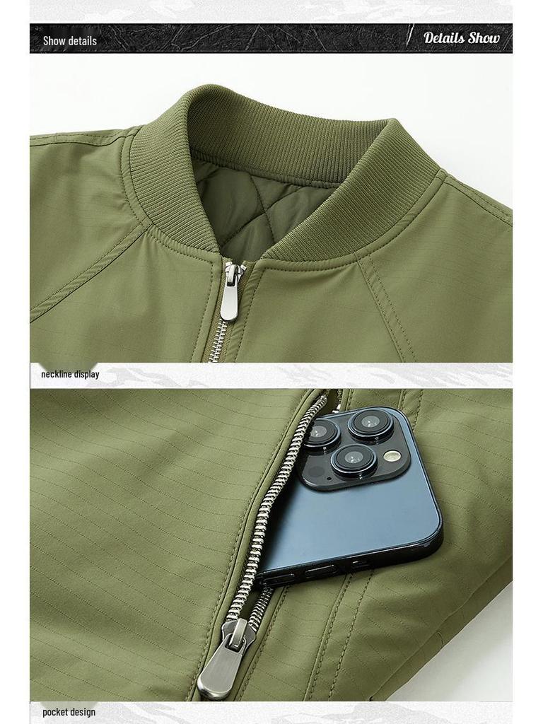 Men's Thickened Cotton Baseball Collar Jacket - Windproof American Workwear Style, Warm Autumn/Winter Outerwear