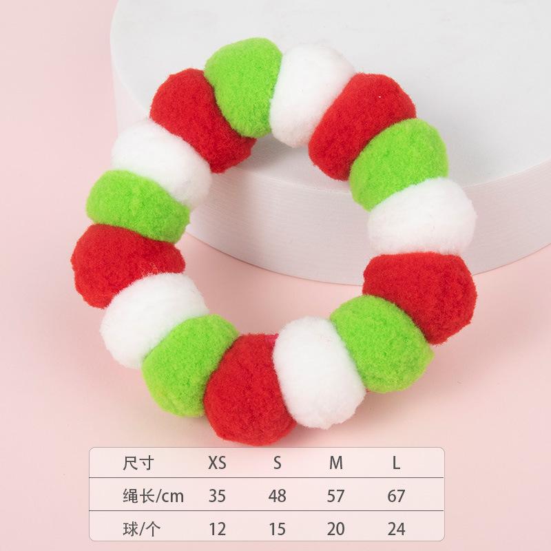 Pet collar with colorful pom-poms, handmade woven Christmas cat collar, Corgi neck collar accessories