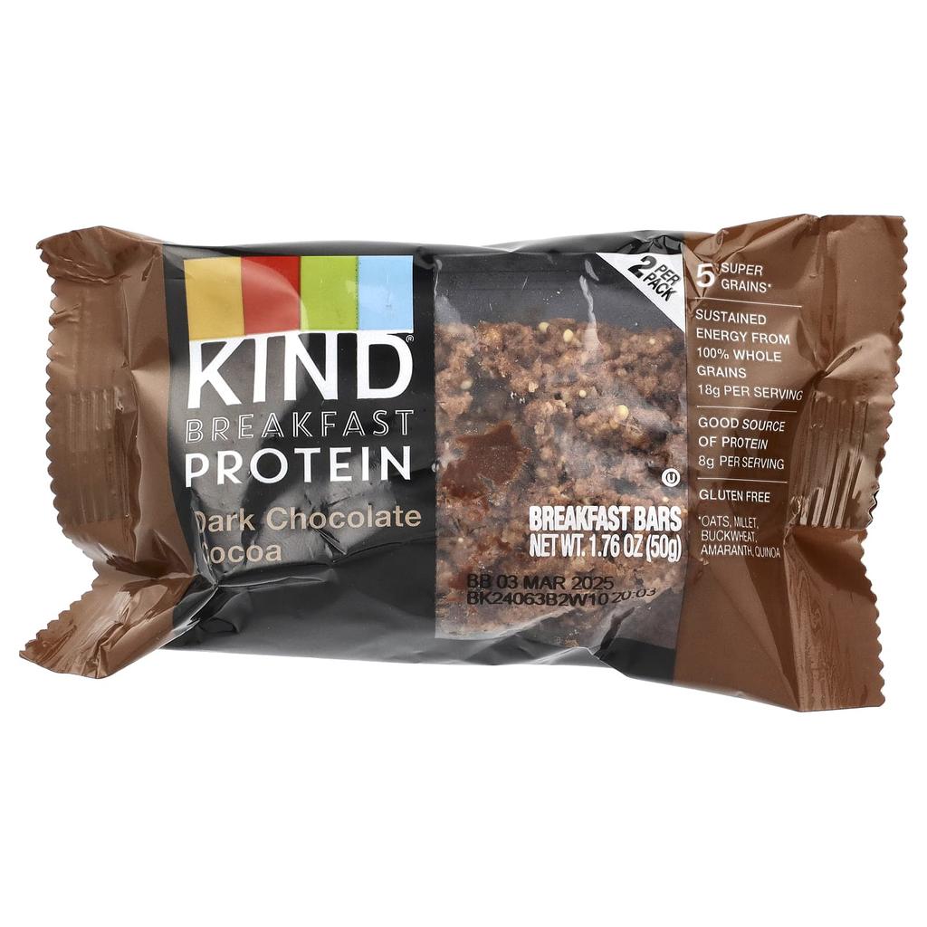 KIND Riegel, Frühstücks-Proteinriegel, Dunkle Schokolade Kakao, 6 Packungen, 50 g (1,76 oz) jeder