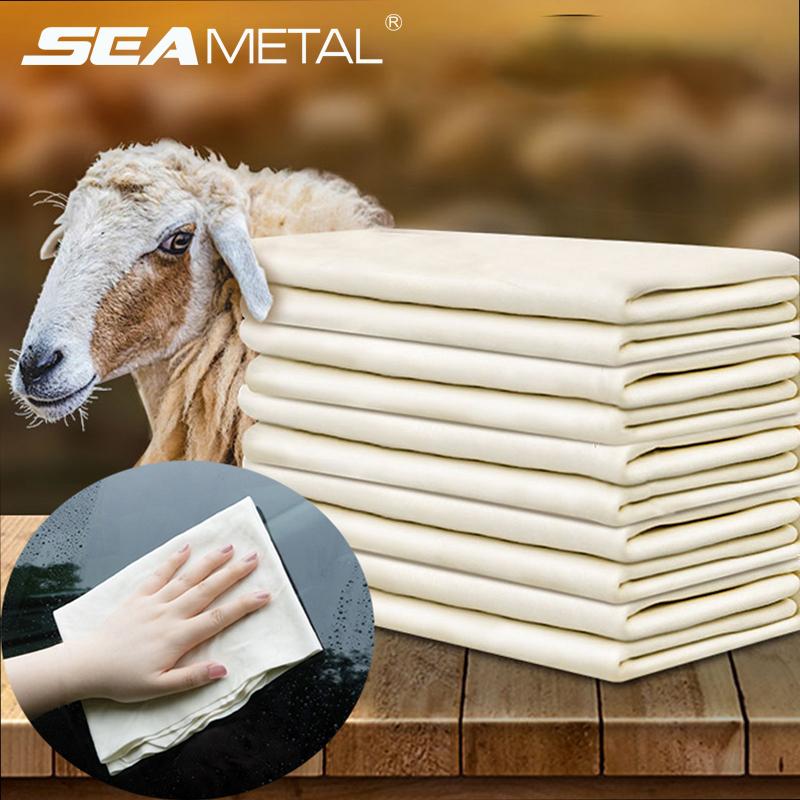 Chamois naturel, chiffon de nettoyage pour soins de voiture, chiffon de lavage en peau de mouton véritable, serviettes en daim Ultra absorbantes à séchage rapide pour accessoires de lavage de voiture