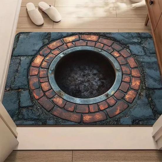 Floor Mat Non-Slip Vision Rug with Stunning 3D Optical Illusion Design Door Mat Living Room Bedroom Bathroom Hallway Decor