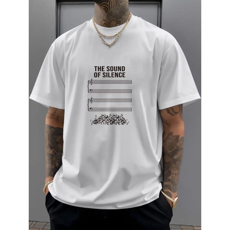 Men's Hip-Hop Music Graphic T-Shirt - Bold Sound & Song Print, Soft Breathable Round Neck Short Sleeve Tee Suitable for Daily Wear, Sports