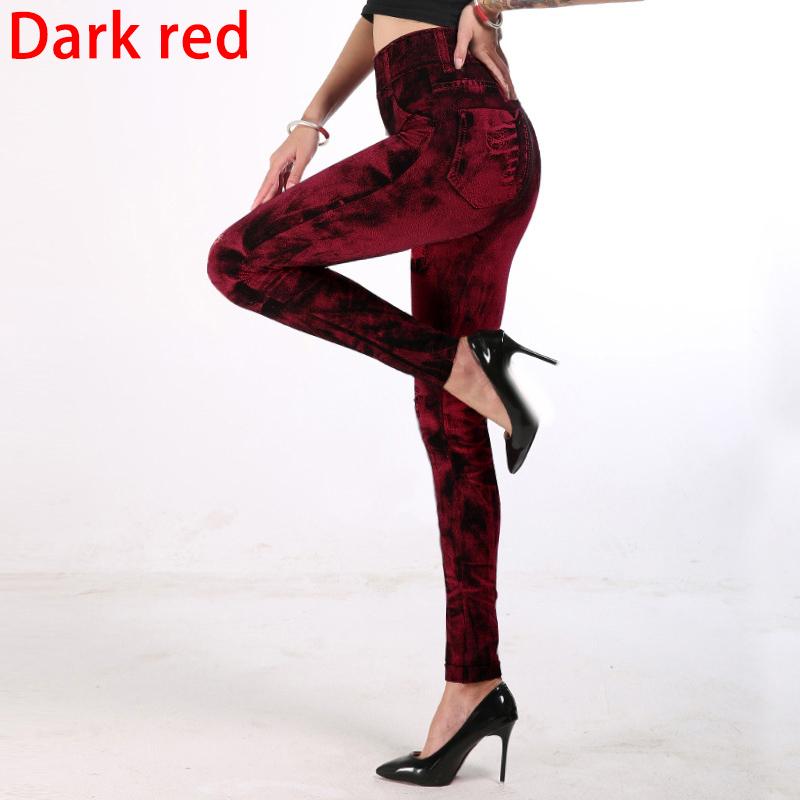 Sexiga elastiska imitationer Faux Jeans Leggings Byxor med hög midja Fitness Slim Leggins Sport Push Up Leggings För kvinnor