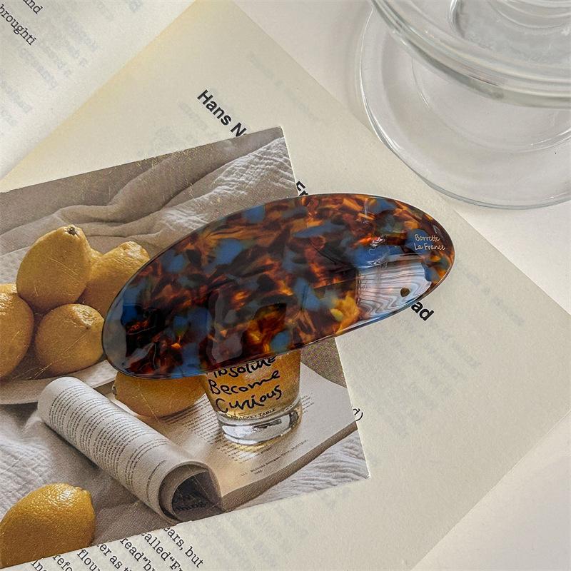 Acetic Acid Hair Clip Spring Clip for Girls Large Hairpin Headwear Glossy Elliptical Arc Hairpin Hair Accessories