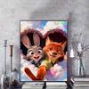 5D DIY Diamantmalerei Zootopia Herzförmiger Wolkenrahmen Illustration Cartoon Voll Diamant Mosaik Kunst Wanddekoration Set