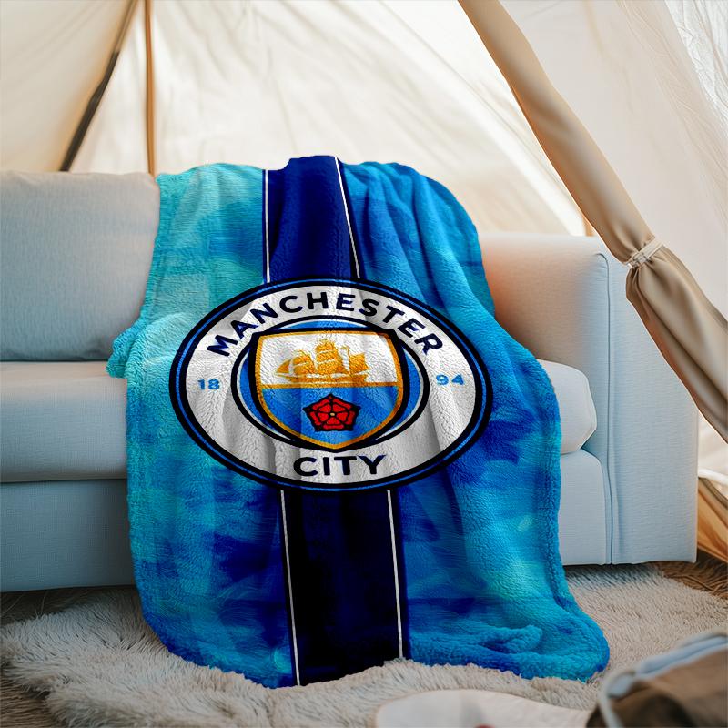 1PC Manchester City F.C Printed Soft Flannel Blanket Throw for Adult Bedroom Living Room Sofa Camping Travel Fan Gifts Christmas Gifts