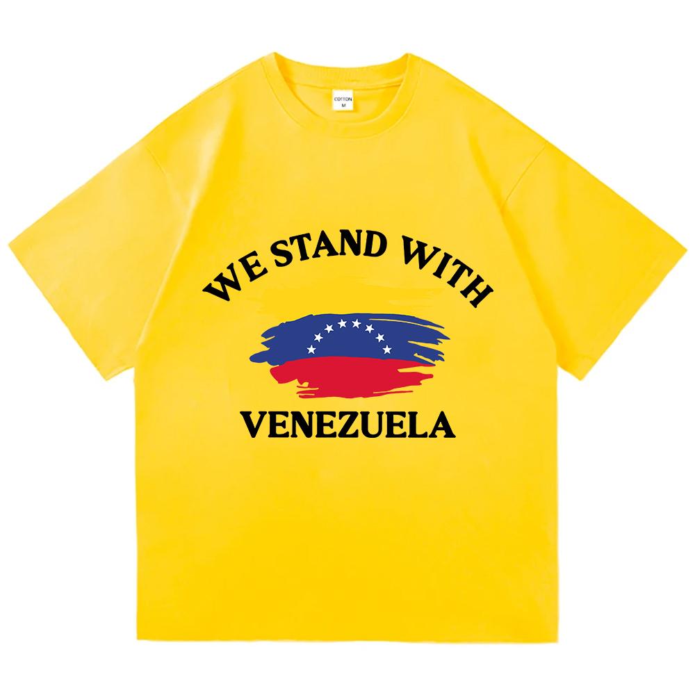 Frihet Venezuela T-shirt Kortärmad Bomull Lös Herr T-shirts Unisex Streetwear Vardaglig Rundhalsad Hip Hop Herr T-shirt Tryckta T-shirts