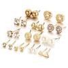 Heart Round and Geometric Plushy 12 Pair of Stud Earrings For Women/Girls