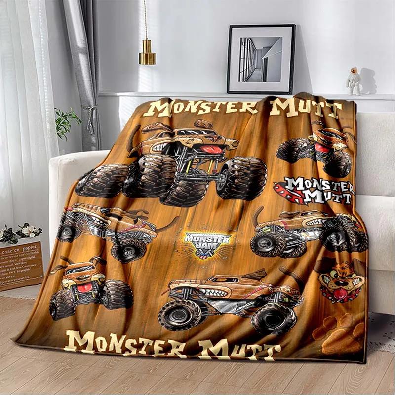 Couverture en Flanelle Douce Monster Jam Monster Truck Dessin Animé Couverture Jetée Douce Chambre d'Enfant Canapé Lit Couverture Jetée Chaude Couverture de Pique-nique