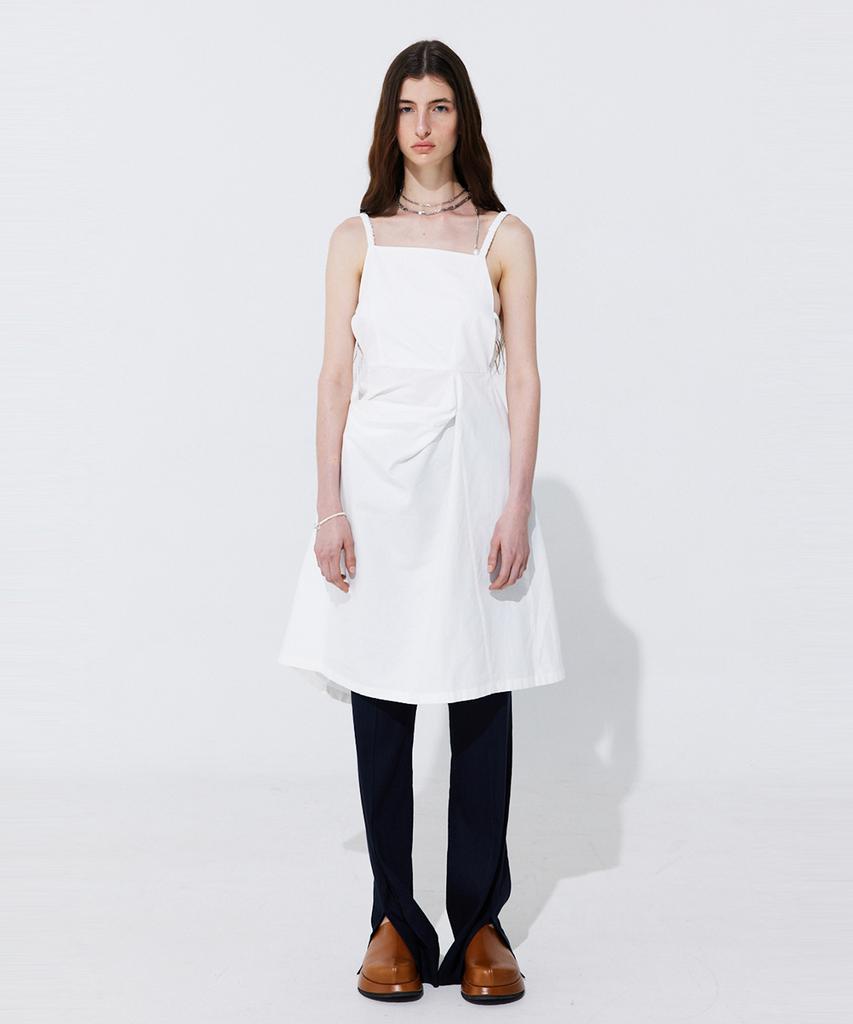 WNDERKAMMER Shirring Back Line Layered Dress_White