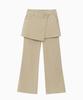 Jenyujeu Layered Skirt Bootcut Pants - Beige
