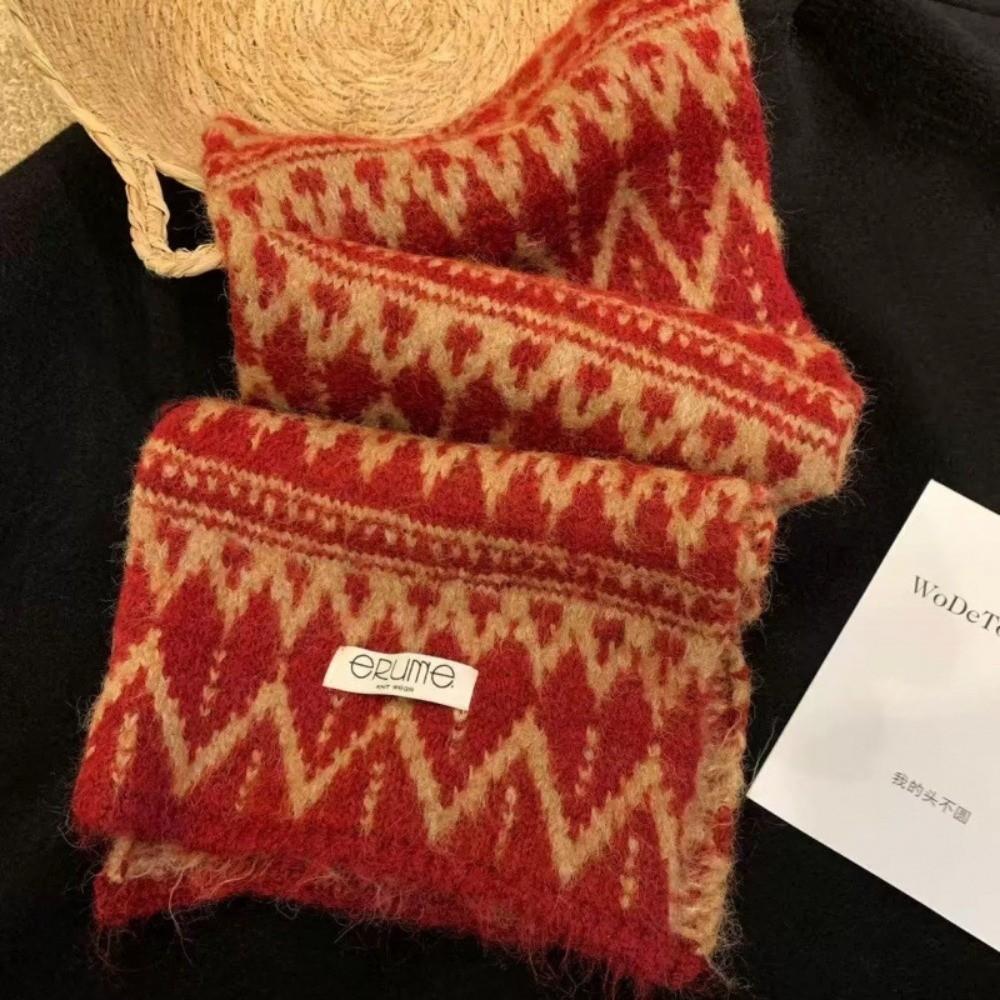 Cold Proof Thick Knitted Scarf Polyester Neck Warmer Aesthetic Fall Winter Scarf Photography Use