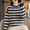 Autumn and Winter Women's Sweater Clashing Sweater Striped Long Sleeve Knitted Sweater Women Fashionable Tops Bottom Shirt