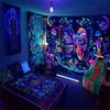 1pc Butterfly Skull Fluorescent Tapestry, UV Black Light Plant Mushroom Flower Moon Tapestry, Home Room Decoration Wall Hanging