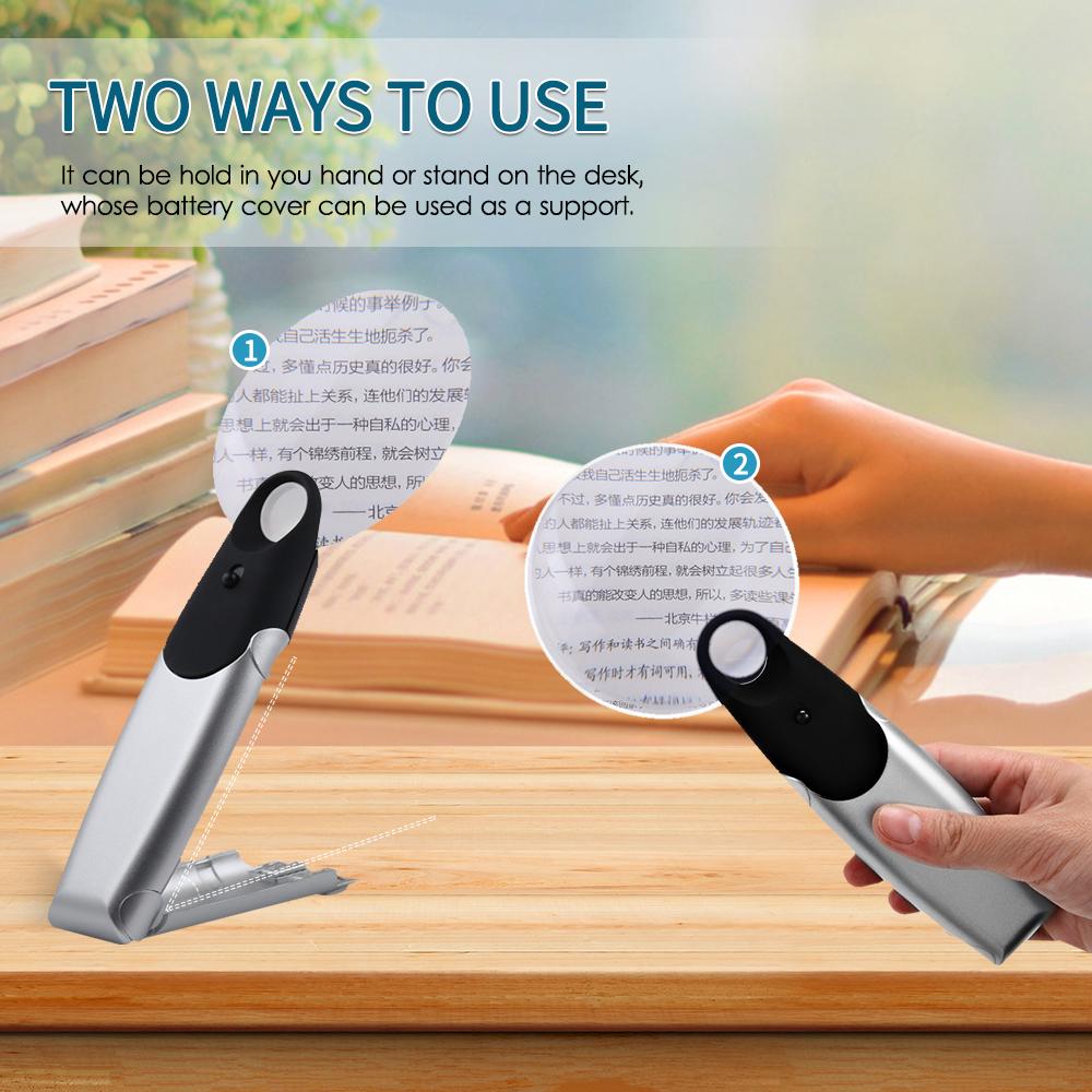 Hangheld Desk Type Magnifier 20X 30X Magnifying Glass Lens with LED Light for Reading Low Vision Seniors(Battery Not