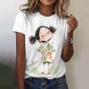Summer Women's T Shirt Anime Girl Pattern Print Casual Short Sleeve Pullover Fashion Streetwear Cute Girl Tee Female Clothing
