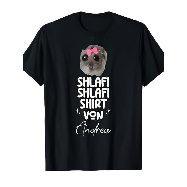 Schlafi Schlafi Hamster Meme  Andrea T-Shirt - Funny Hamsti Viral Video, Casual Round Neck Tee, Machine Washable, All- Fit for Meme Lovers