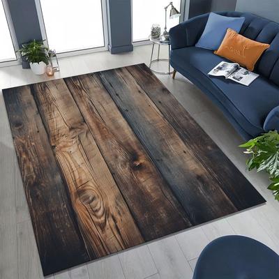 Regenboog Retro Houten Bord Zwart Bruin Houtnerf Vloerkleed Tapijt voor Slaapkamer Woonkamer Bank Huis Deurmat Decoratie, Antislip Vloermat