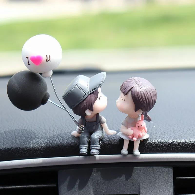 Auto Dekoration Niedliche Cartoon Paare Figur Figuren Ballon Ornament Auto Innenraum Armaturenbrett Zubehör für Mädchen Geschenke Zubehör