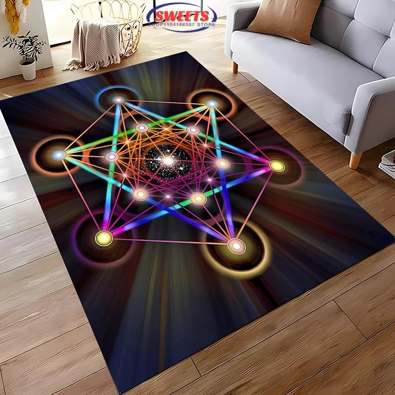 New Products Shipped Quickly! 3D Sacred Metatron's Cube Pattern Carpet Living Room Rug Bedroom Sofa Mat Kid‘s Non-slip Floor Mat