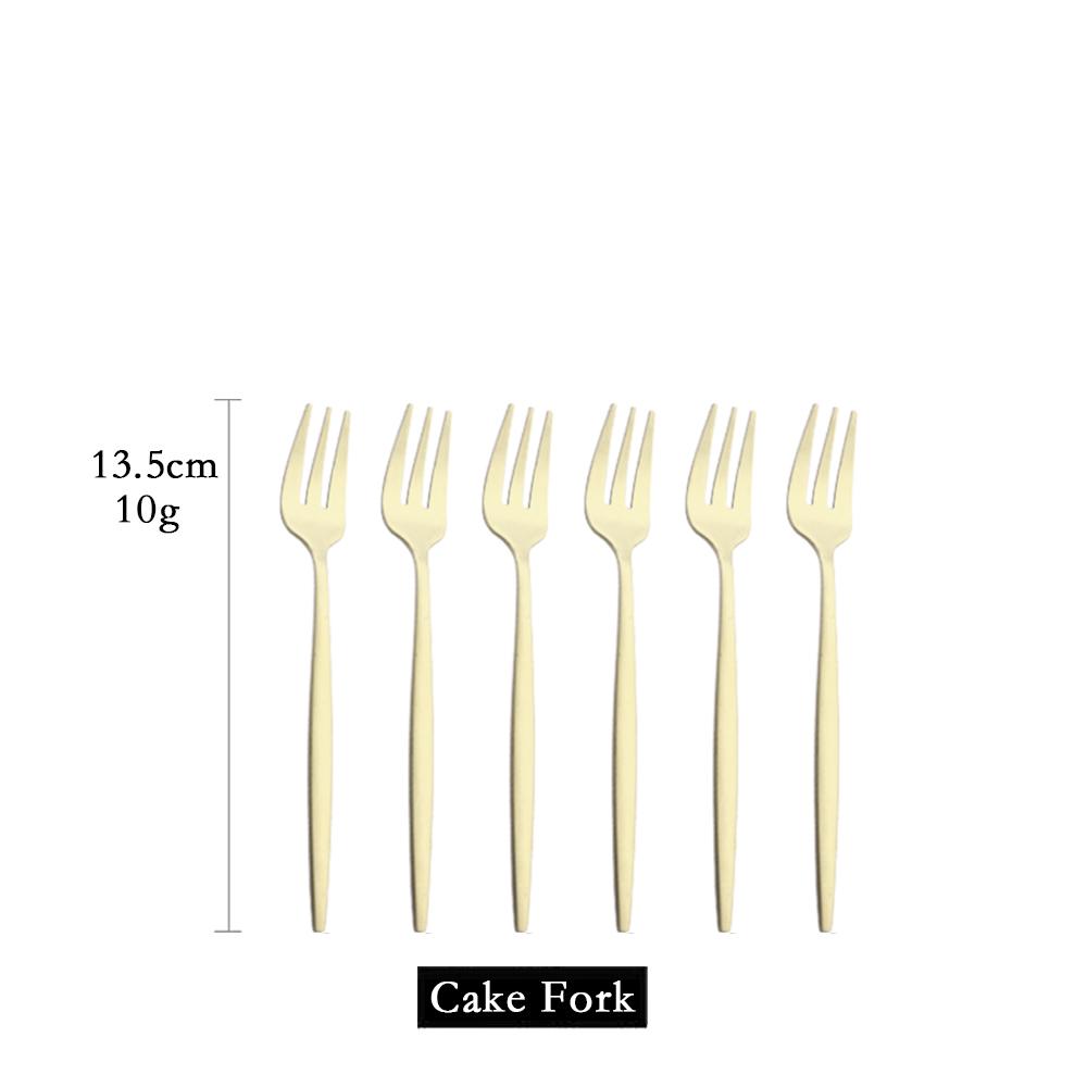 6 Stück/Set Gold Gabel Set Teekuchen Snack Gabel Tafelgeschirr Besteck Matt Edelstahl Tischgeschirr Dessert Obst Gabel Besteckset