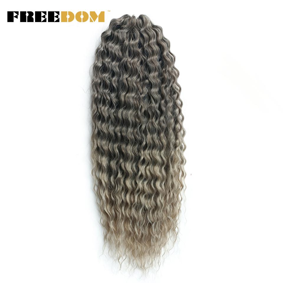 FREEDOM Synthetisches Lockiges Haar 24 Zoll Wasserwelle Twist Häkelzopf Haar Ombre Pink Ingwer Tiefwelle Flecht Haarverlängerung