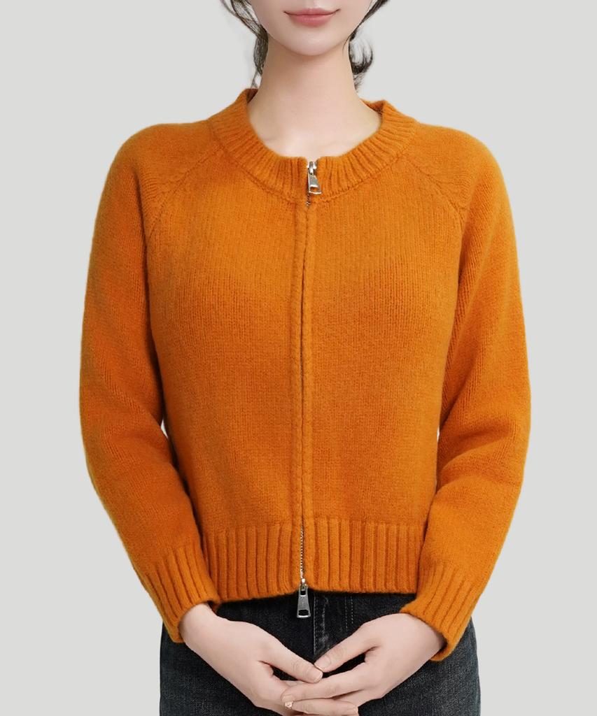 Keulleiseu Ivy Round Two-Way Zip-Up Knit Cardigan_Ivory