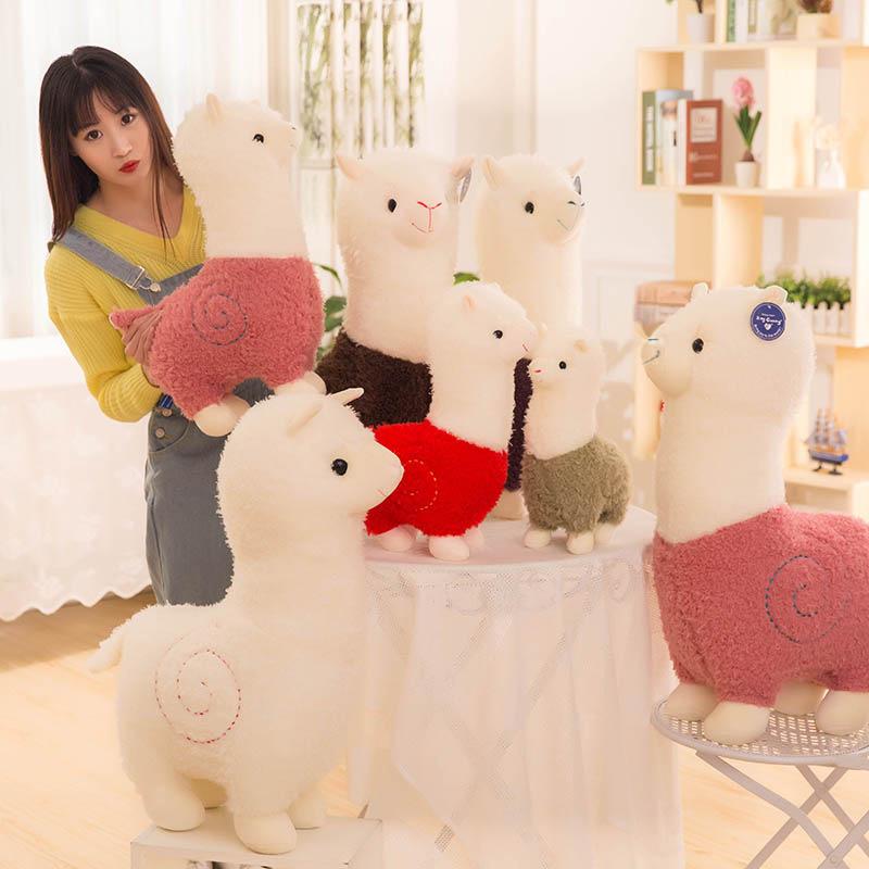 80cm Mignon Jouet en Peluche Alpaga Alpaga Japonais Doux Rempli Mouton Mignon Llama Animaux Poupées Oreiller de Sommeil Décoration de Lit à Domicile Cadeau