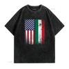 Mexican American Flag Mexico Usa Mexicana Mexicano T Shirt vintage Washed Stretched Slightly graphic Casual homme Soft Stylish