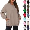 Womens Oversized Sweatshirts Crewneck Long Sleeve Tops Fleece Pullover Fall Fashion Clothes With Pocket