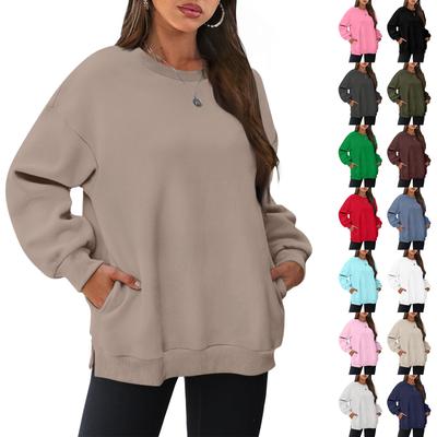 Womens Oversized Sweatshirts Crewneck Long Sleeve Tops Fleece Pullover Fall Fashion Clothes With Pocket
