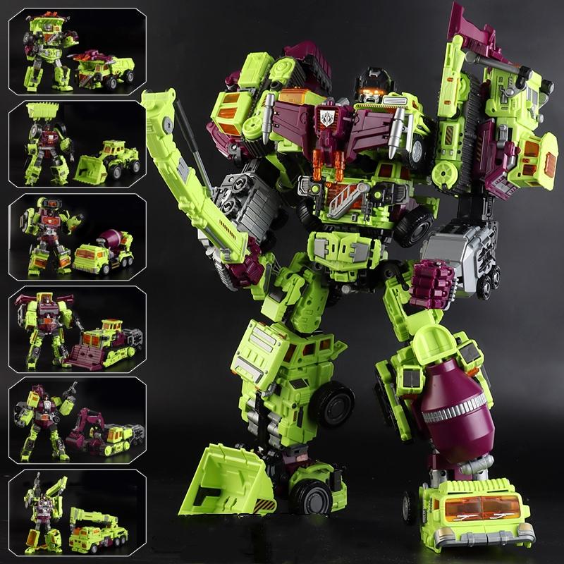 New Transformation Toys Movie Anime Devastator Action Figure Robot Car Engineering Vehicle Model Boy Kids Gift NBK KO G1 6 In 1 Poseable Articulated