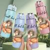 1PC Cute Ape Hugging Graphic,750ml Color Plastic Sports Water Bottle,Leakproof Flip Straw Lid,Suitable for Sports Office Home Use