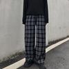 Ladies SweatTrousers Summer Chic Black Plaid Casual Trousers Elastic Waist Casual Pockets Student Trousers