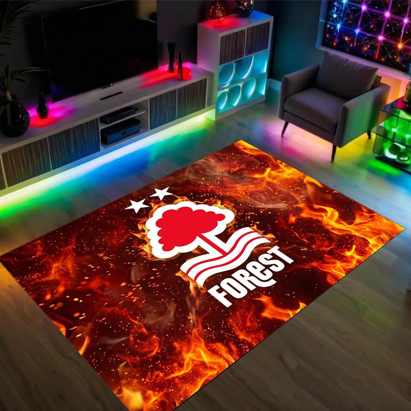 Nottingham Forest Football Design Crystal Velvet Carpet Cozy Non?Slip Printed Rug For Bedroom Living Room Entrance