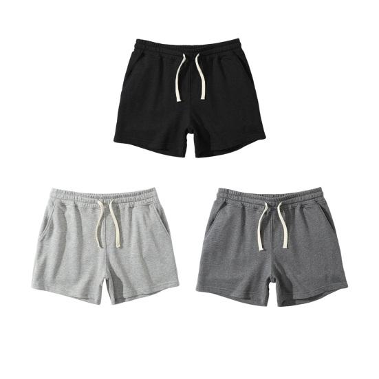 Summer Men Sport Shorts Above Knee Length Loose Drawstring Elastic Waist Side Pockets Deep Crotch Loose Soft Casual Jogging Gym Shorts