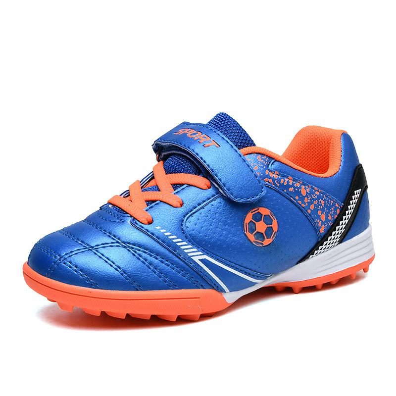 Printemps et Automne Nouveaux Chaussures de Football pour Garçons et Filles Enfants Jeu Extérieur Gazon Entraînement Chaussures de Sport Crampons Cassés Velcro Chaussures de Course