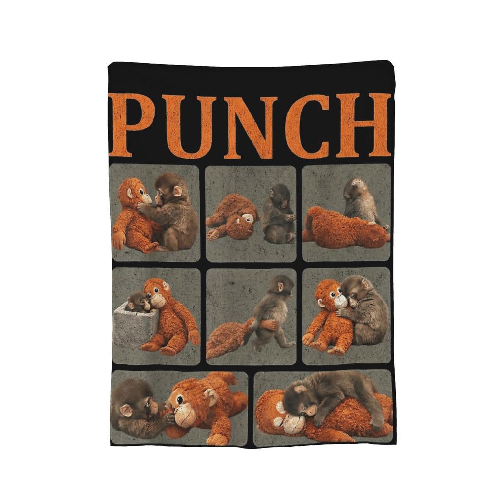 Team Punch Monkey and Oran-Mama Wool Blankets Funny Throw Blanket for Sofa Bedding Lounge 200x150cm Quilt,