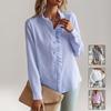 Women's Stand Collar Long Sleeve Ruffle Trim Casual Button Down Blouse Shirt