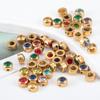 10pcs Stainless Steel Glass Charms Jewelry Making 6mm Colorful Glass Bead Pendants with Hole for DIY Necklace Bracelet Earrings