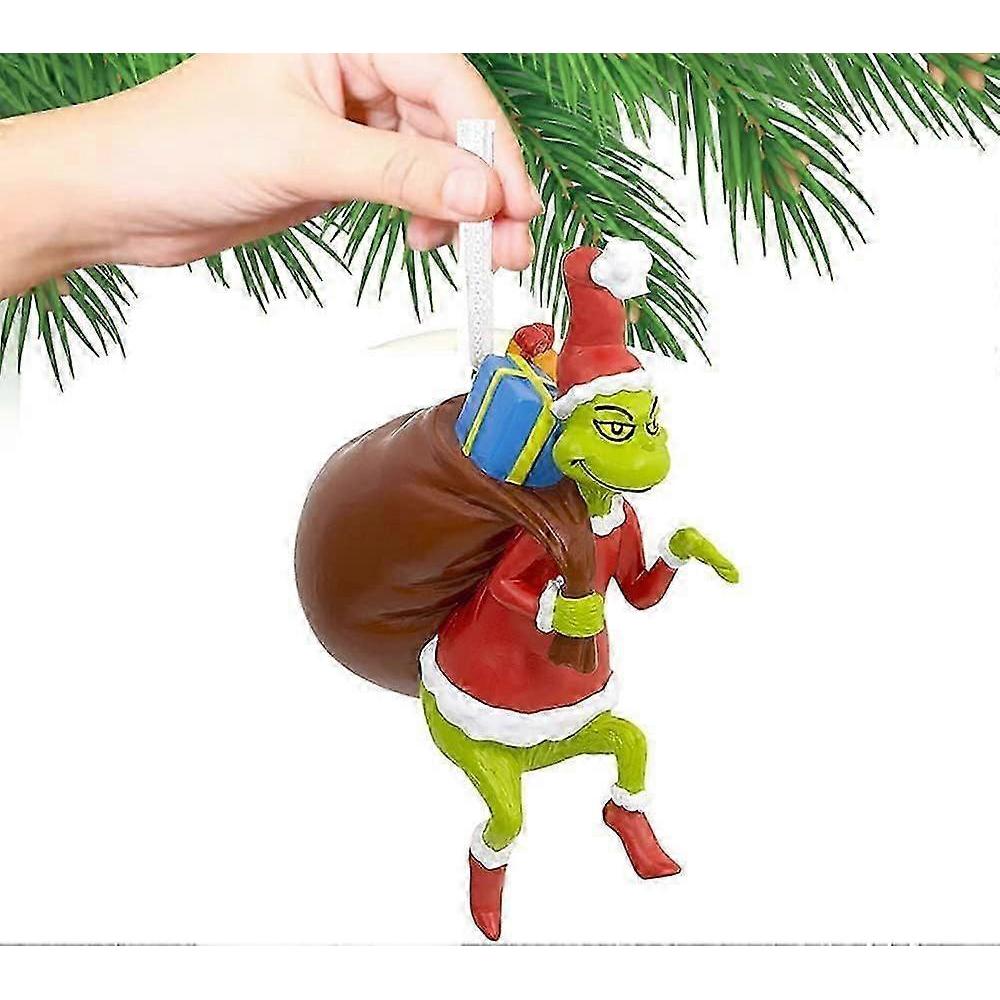 Grinch Hängendes Ornament Weihnachtsdekorationen Anhänger, Lustiger Harz Grüner Grinch Weihnachten Deko