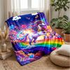 Rainbow Unicorn Fantasy Theme Blanket Lightweight Warm Flannel Blanket Decorative Throw Blanket for Home Decoration