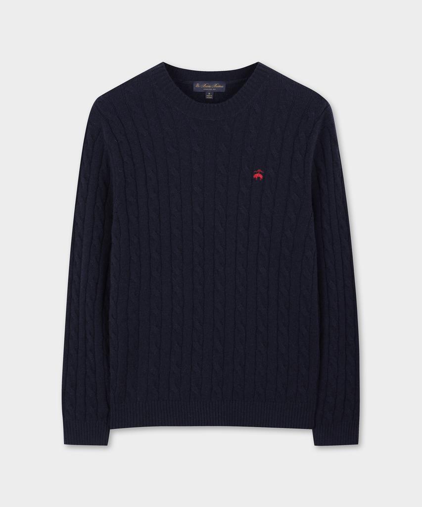 BROOKS BROTHERS [Heritage] Wool Cashmere Cable Sweater (Navy) (Bbwrmhg411)