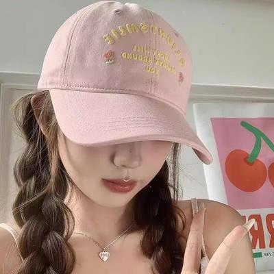 Korejská růžová květinová dámská baseballová čepice Měkká bavlněná výšivka Písmena Snapback Kšiltovka Klobouky Venkovní Y2K Dívčí Sluneční clona Kšiltovka