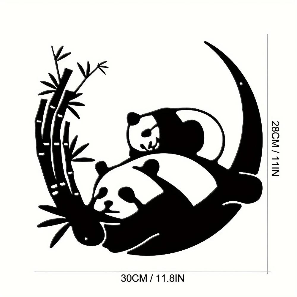 Panda Metal Wall Art Animal Silhouette Sculpture Modern Farmhouse Black Décor for Rural Family Office Stylish Home Decoration