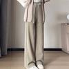 Women Casual Elastic High Waist Fleece Lined Wide Leg Pantalones Winter Warm Thicken Straight Pants