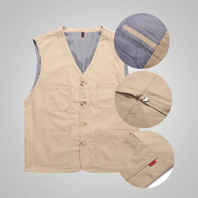 Spring and Autumn Vest Men's Thin Cotton Denim Vest Large Size Sleeveless Waistcoat Father's Day Gift