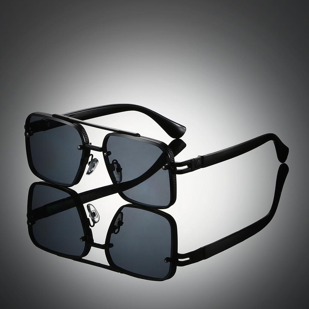 KAMMPT Vintage Square Sunglasses Men Double Bridge Designer Shades Luxury Brand Fashion Sun Glasses Outdoor Trendy Casual